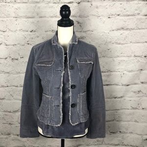 Anthro TULLE Distressed Fringe Ends Jacket Sz M